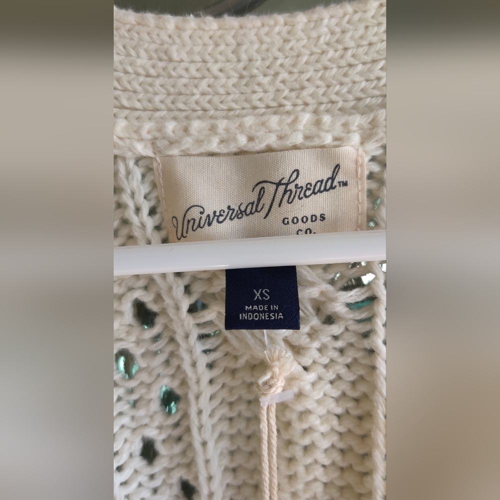 Cream Cardigan Sweater Cotton Blend Universal Thread Women's Size XS NWT - Picture 6 of 10